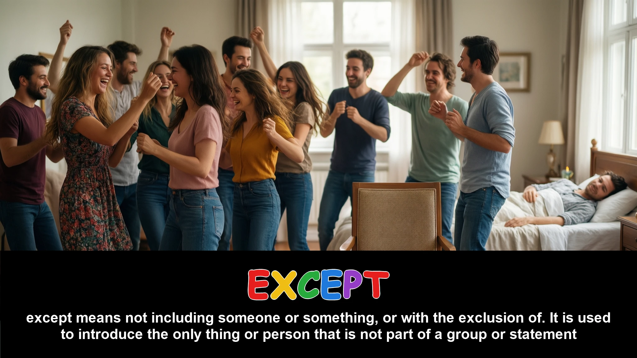 English Illustration for except
